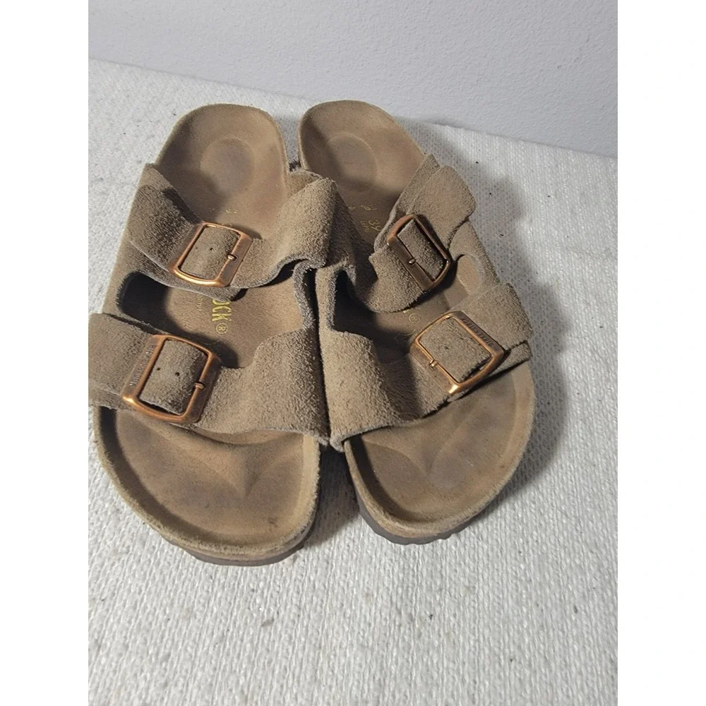 Birkenstock Arizona Suede Leather Sandals Taupe Brown EU 39 US L8 M6 Slide Shoes